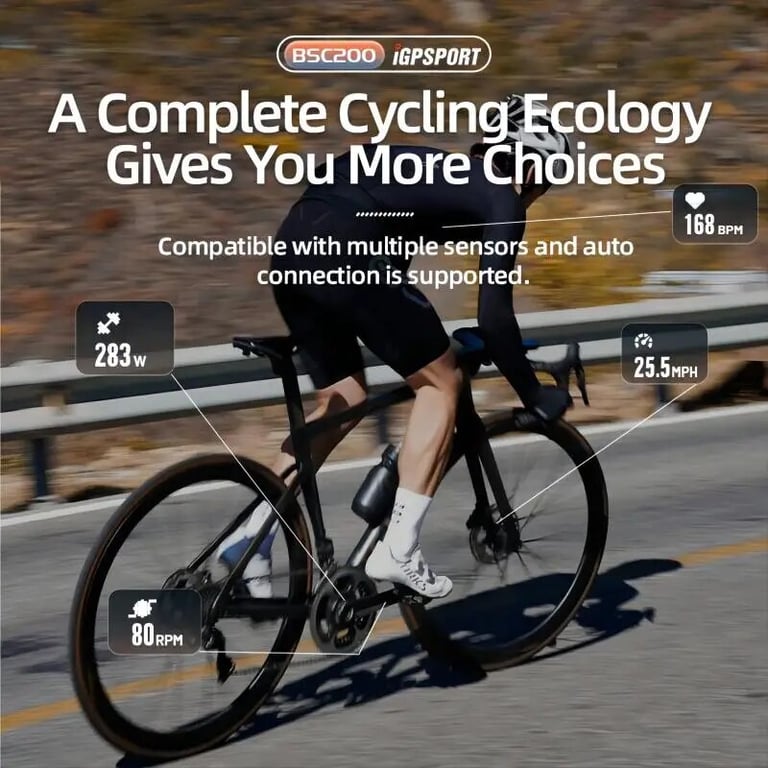 IGPSPORT BSC200 Advanced GPS Bicycle Computer with Wireless Speedometer, Route Navigation, ANT + Bluetooth5.0 Connectivity, and Accessories Included - Track Cycling Routes, Distance, Speed, Elevation, Improve Performance, Monitor Progress, Turn-by-Turn Directions, Sync Data to Smart Devices