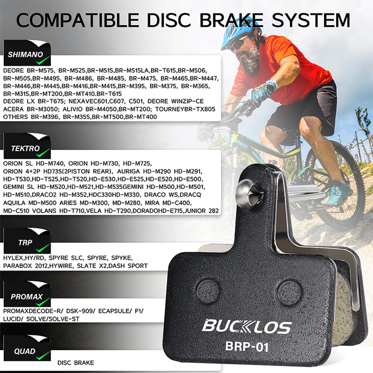 BUCKLOS Resin Disc Brake Pad for SHIMANO B01S Hydraulic Brake System - Durable MTB Brake Pads for B03S B05S - Easy Installation & Optimal Performance - Heat Dissipation for Enhanced Safety - Compatible with Mountain Bikes - Long-Lasting Performance and Reliable Braking Power