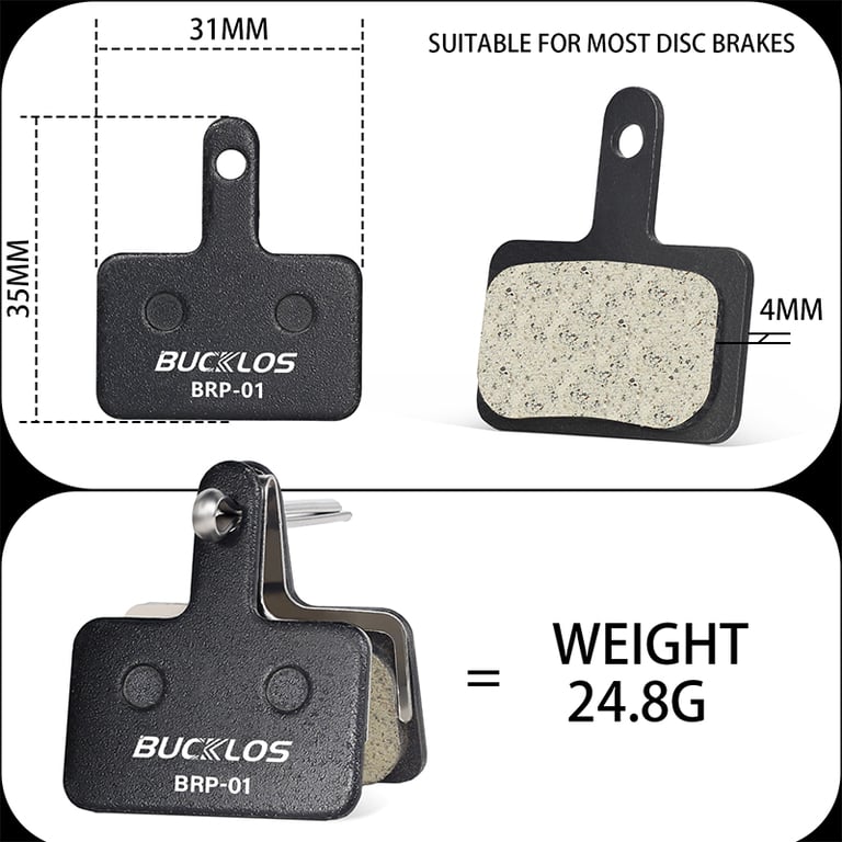 BUCKLOS Resin Disc Brake Pad for SHIMANO B01S Hydraulic Brake System - Durable MTB Brake Pads for B03S B05S - Easy Installation & Optimal Performance - Heat Dissipation for Enhanced Safety - Compatible with Mountain Bikes - Long-Lasting Performance and Reliable Braking Power