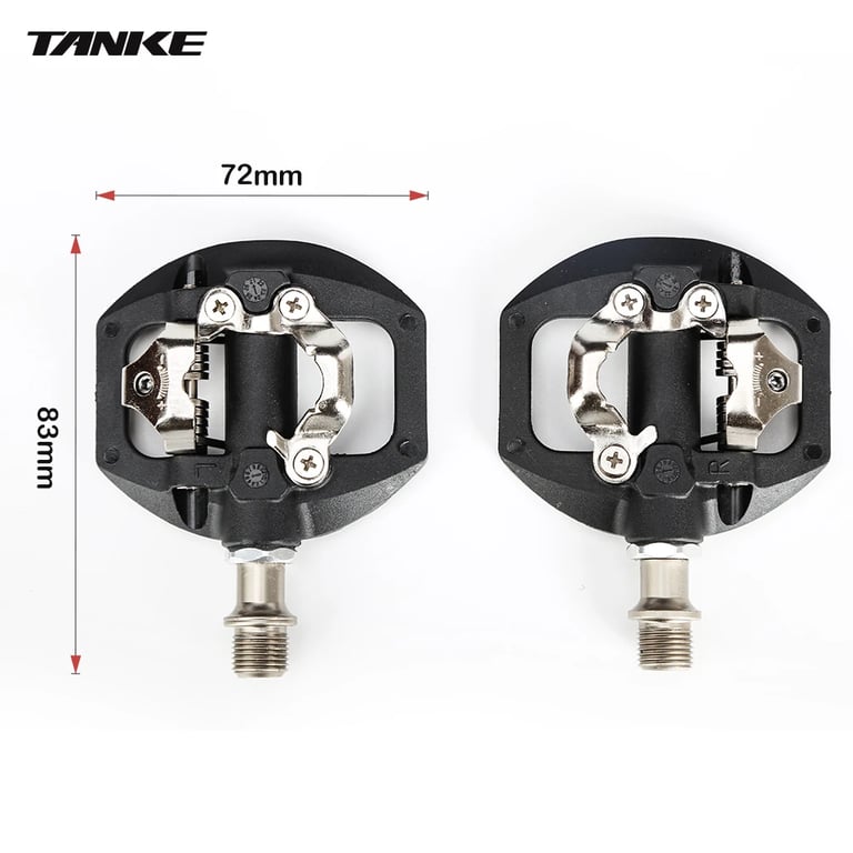 TANKE Dual Clipless & Flat Mountain Bike Pedals with 3 Sealed Bearings, Aluminum Construction, SPD Compatibility, and Nylon Cycling Accessories - Versatile Design for Enhanced Performance and Stability on Trails