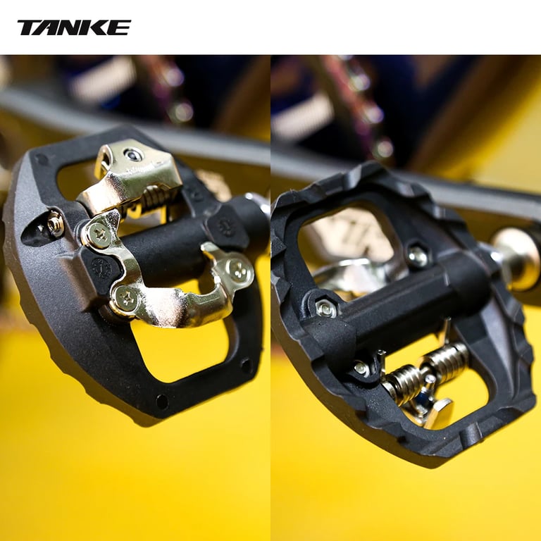 TANKE Dual Clipless & Flat Mountain Bike Pedals with 3 Sealed Bearings, Aluminum Construction, SPD Compatibility, and Nylon Cycling Accessories - Versatile Design for Enhanced Performance and Stability on Trails