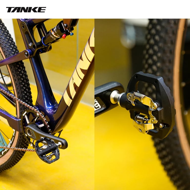 TANKE Dual Clipless & Flat Mountain Bike Pedals with 3 Sealed Bearings, Aluminum Construction, SPD Compatibility, and Nylon Cycling Accessories - Versatile Design for Enhanced Performance and Stability on Trails