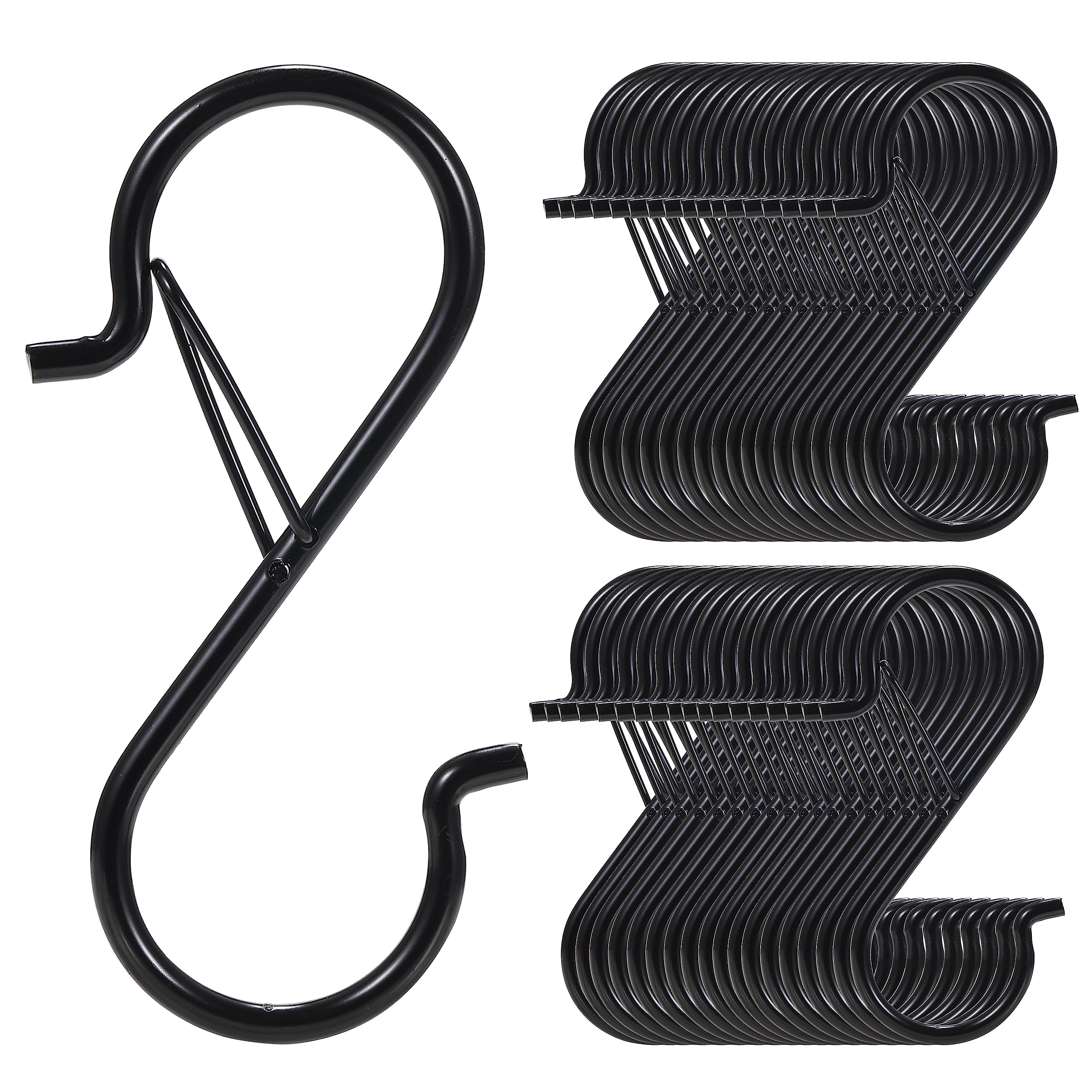Heavy Duty Metal S Hooks with Safety Buckle Design - Pack of 5/10/20 for Versatile Hanging Solutions in Home, Garden, and Workspace - Space-Saving and Easy to Use Organizer for Pots, Pans, Clothes, and More