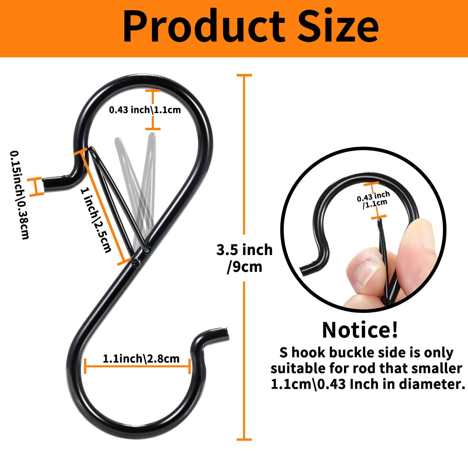 Heavy Duty Metal S Hooks with Safety Buckle Design - Pack of 5/10/20 for Versatile Hanging Solutions in Home, Garden, and Workspace - Space-Saving and Easy to Use Organizer for Pots, Pans, Clothes, and More