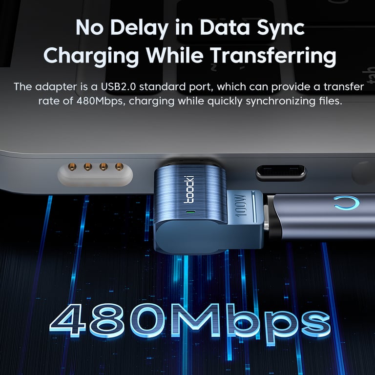 Toocki 100W Magnetic USB C Adapter with LED Display and OTG Connector - Fast Charging for Xiaomi, Huawei, Oneplus, LG - Secure Magnetic Design - Compatible with Smartphones, Tablets, Laptops - Monitor Charging Status Easily - Versatile and Reliable On-The-Go Connectivity