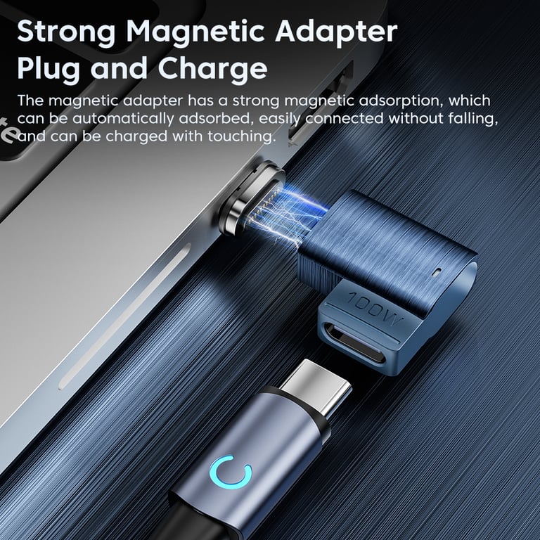 Toocki 100W Magnetic USB C Adapter with LED Display and OTG Connector - Fast Charging for Xiaomi, Huawei, Oneplus, LG - Secure Magnetic Design - Compatible with Smartphones, Tablets, Laptops - Monitor Charging Status Easily - Versatile and Reliable On-The-Go Connectivity