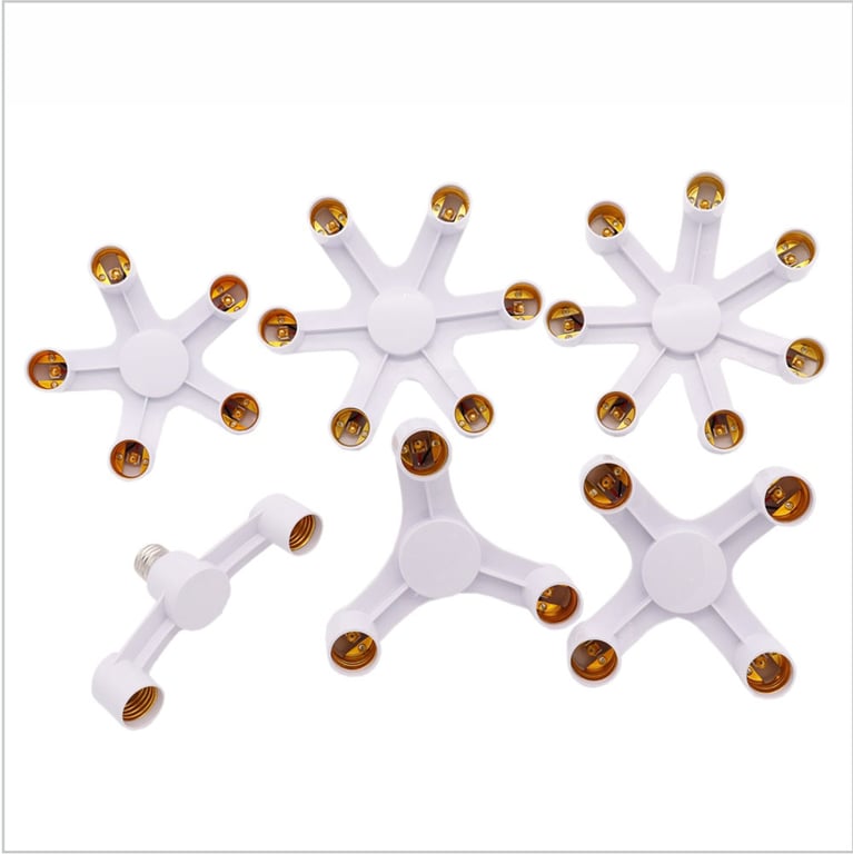 Durable E27 Base Socket Splitter for LED Bulbs - 2in1/3in1/4in1/5in1/6in1 Options for Efficient Lighting Solutions in Homes, Offices, and Shops - Heat-Resistant Material, Easy Installation, Space-Saving Design