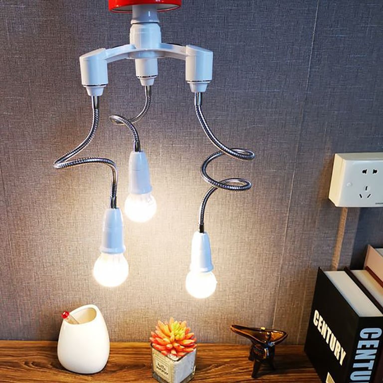 Durable E27 Base Socket Splitter for LED Bulbs - 2in1/3in1/4in1/5in1/6in1 Options for Efficient Lighting Solutions in Homes, Offices, and Shops - Heat-Resistant Material, Easy Installation, Space-Saving Design