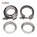Universal Car 304 Stainless Steel Quick Release V Band Clamp Kit for Turbo Exhaust Systems - Premium Quality, Easy Installation, Secure Connection, Complete Set with Male and Female Flanges and Hardware - Durable, Corrosion-Resistant, Improved Engine Performance