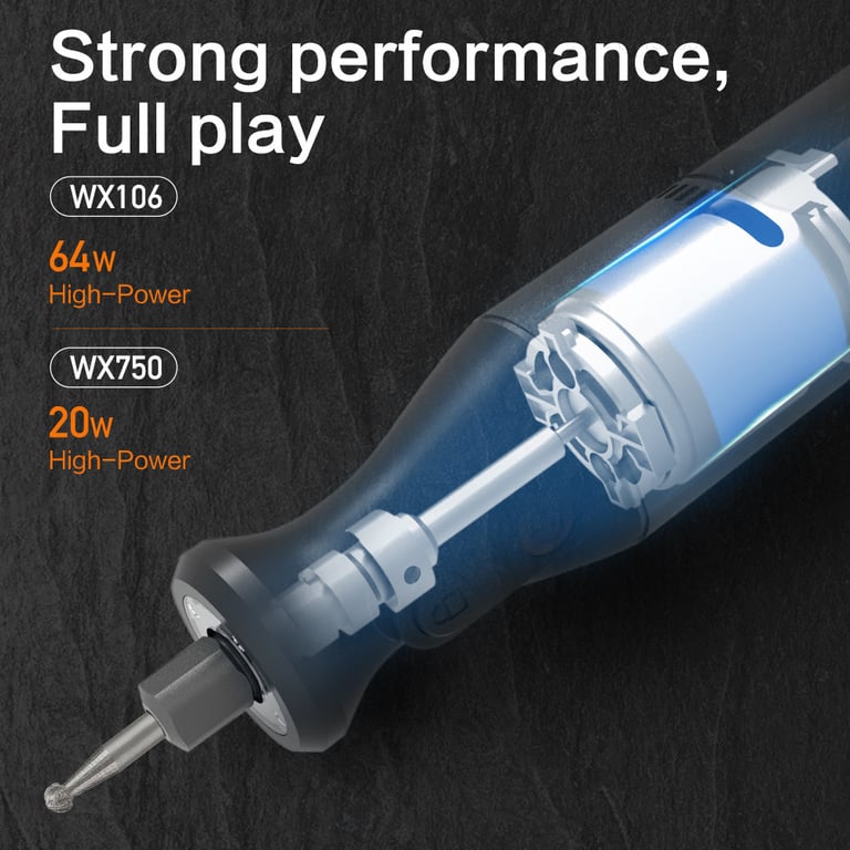 Worx 8V Rotary Tool WX106 - Cordless Mini Drill for Engraving, Grinding, and Polishing with Variable Speed Control, USB Charger, Durable Construction, and Wide Range of Accessories