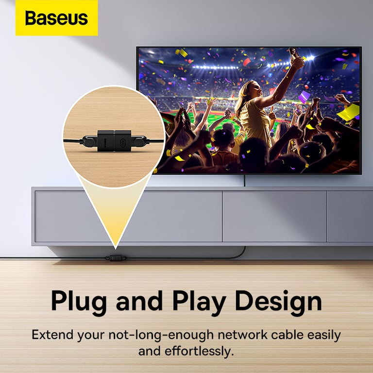 Baseus RJ45 Connector Cat7 Cat6 Ethernet Adapter Female to Female Extension Cable for High-Speed Connectivity with Wide Device Compatibility and Durable Construction - Plug-and-Play Design for Home and Office Use