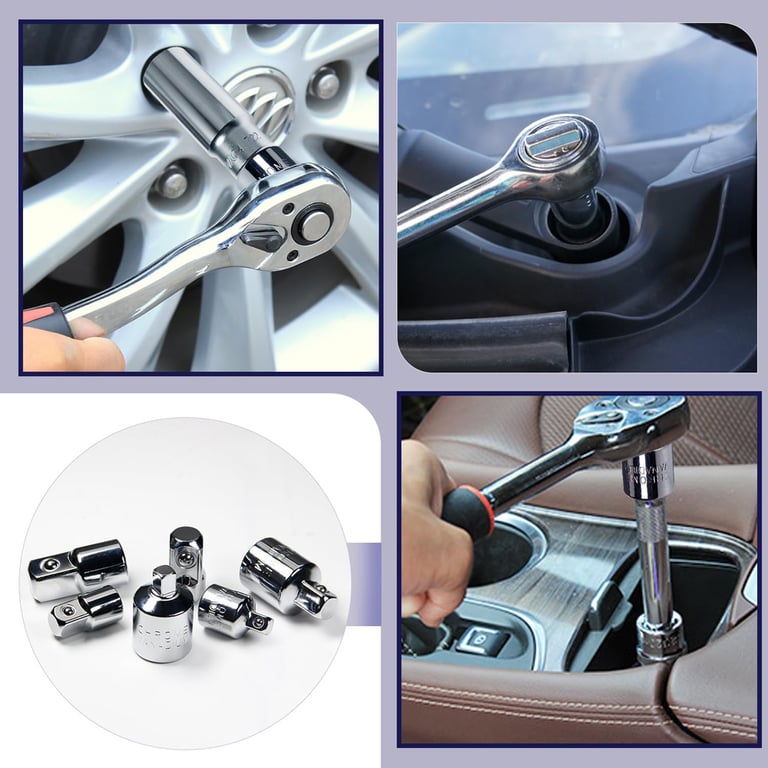 6-Piece Chrome Vanadium Steel Socket Adapter and Reducer Set for Automotive Applications - Durable and Versatile Kit for Quick Socket Size Adjustments - Smooth Ratchet Operation - Ideal for Mechanics and Enthusiasts
