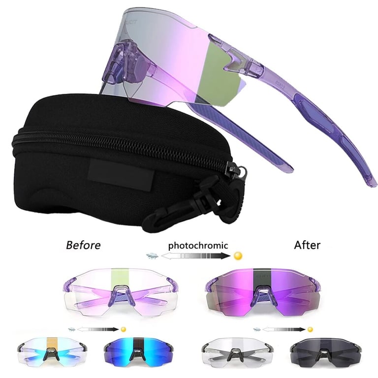 ELICIT Cycling Glasses with Advanced Photochromic Technology and Polarized Lens Design for Men and Women - Durable Lightweight Sunglasses for Cycling, Hiking, Mountain Biking - Adjustable Fit for Maximum Comfort and Eye Protection