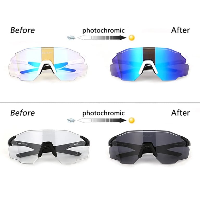 ELICIT Cycling Glasses with Advanced Photochromic Technology and Polarized Lens Design for Men and Women - Durable Lightweight Sunglasses for Cycling, Hiking, Mountain Biking - Adjustable Fit for Maximum Comfort and Eye Protection