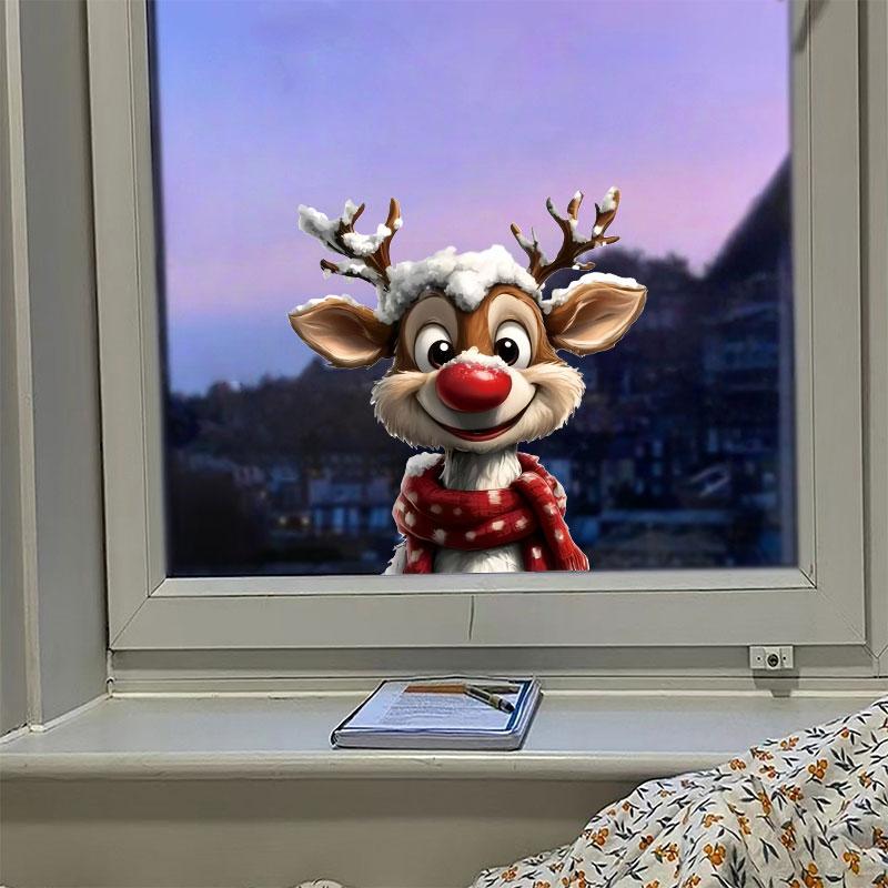 Waterproof and Durable Christmas Reindeer Window Stickers - High-Quality Vinyl Decals for Easy DIY Holiday Decoration - Festive Home Decor for Christmas and Winter Parties - Reusable and Versatile Adhesive Decals - 15.7 x 23.6 Inches, 1 Sheet for Multiple Windows and Doors