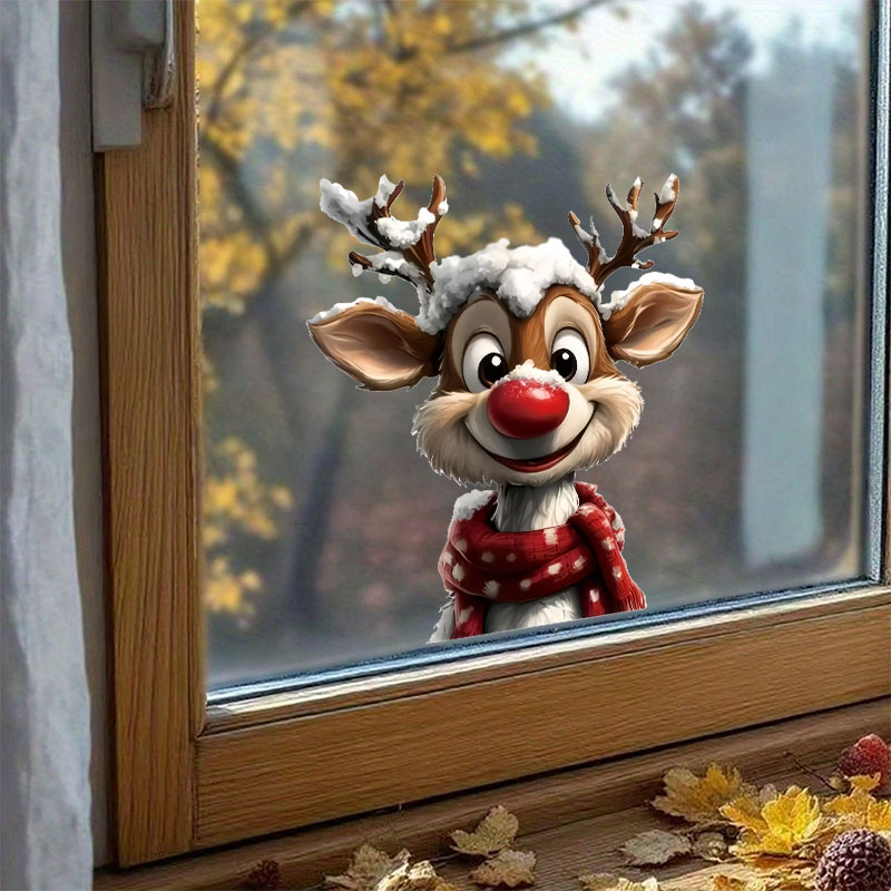Waterproof and Durable Christmas Reindeer Window Stickers - High-Quality Vinyl Decals for Easy DIY Holiday Decoration - Festive Home Decor for Christmas and Winter Parties - Reusable and Versatile Adhesive Decals - 15.7 x 23.6 Inches, 1 Sheet for Multiple Windows and Doors