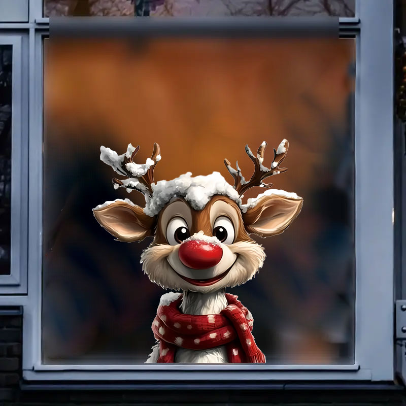 Waterproof and Durable Christmas Reindeer Window Stickers - High-Quality Vinyl Decals for Easy DIY Holiday Decoration - Festive Home Decor for Christmas and Winter Parties - Reusable and Versatile Adhesive Decals - 15.7 x 23.6 Inches, 1 Sheet for Multiple Windows and Doors