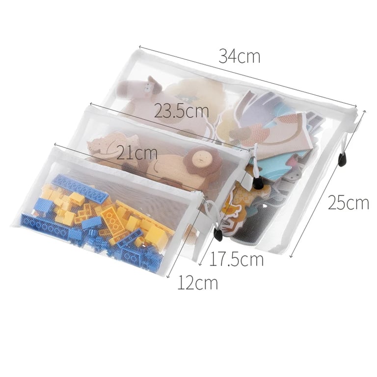 Transparent Toy Storage Bag with Spacious Capacity for Building Blocks and Small Toys - Durable Zipper, Lightweight Design, Easy Access, Multi-functional Organizer for Kids' Toys, Art Supplies, and Accessories - Portable Storage Solution for Organized Playtime and Travel
