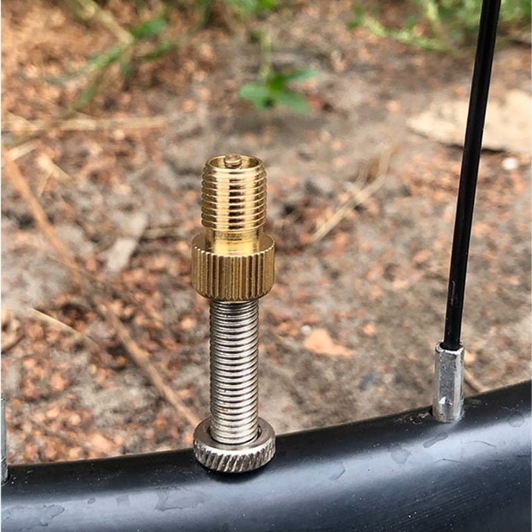 Durable 5PC F/V to A/V Presta to Schrader Valve Conversion Adapter - Easy Install Bike Valve Converter for Quick Inflation - Portable Golden French Valve Adapter for Versatile Compatibility with Various Bicycle Tires