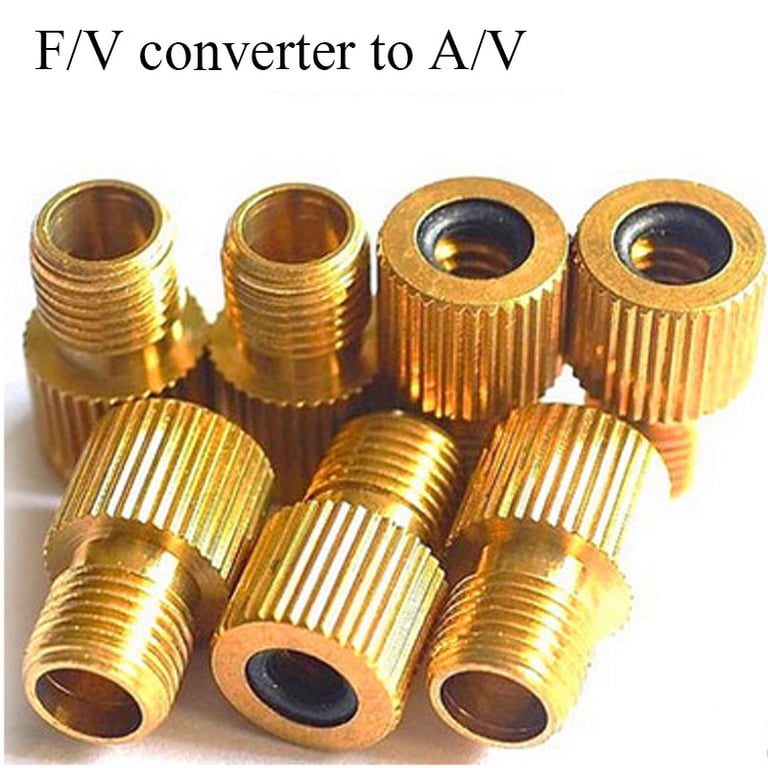 Durable 5PC F/V to A/V Presta to Schrader Valve Conversion Adapter - Easy Install Bike Valve Converter for Quick Inflation - Portable Golden French Valve Adapter for Versatile Compatibility with Various Bicycle Tires