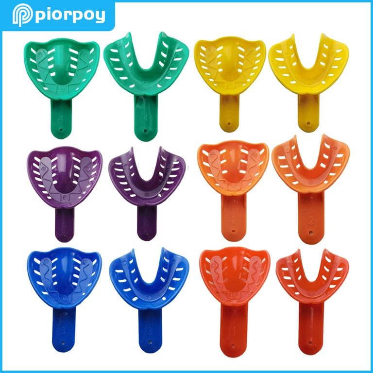 PIORPOY Dental Impression Trays 12-Piece Set - Autoclavable Plastic Trays for Accurate Impressions, Versatile Sizing for Adults and Children - Essential Dentistry Accessories for Crowns, Bridges, and Dentures - Easy to Use, Durable Material for Optimal Fitting and Improved Patient Comfort
