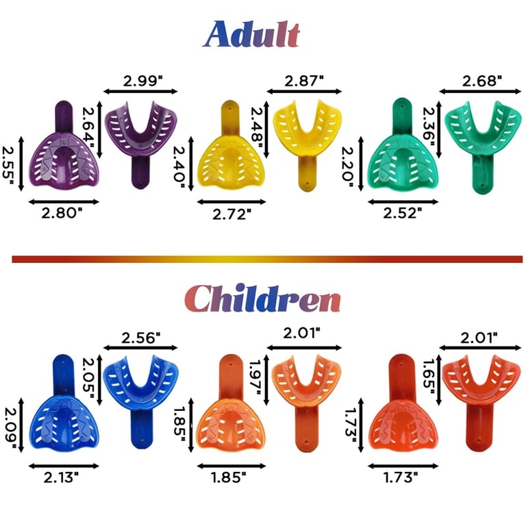 PIORPOY Dental Impression Trays 12-Piece Set - Autoclavable Plastic Trays for Accurate Impressions, Versatile Sizing for Adults and Children - Essential Dentistry Accessories for Crowns, Bridges, and Dentures - Easy to Use, Durable Material for Optimal Fitting and Improved Patient Comfort