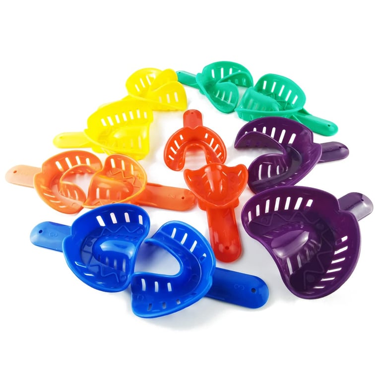 PIORPOY Dental Impression Trays 12-Piece Set - Autoclavable Plastic Trays for Accurate Impressions, Versatile Sizing for Adults and Children - Essential Dentistry Accessories for Crowns, Bridges, and Dentures - Easy to Use, Durable Material for Optimal Fitting and Improved Patient Comfort