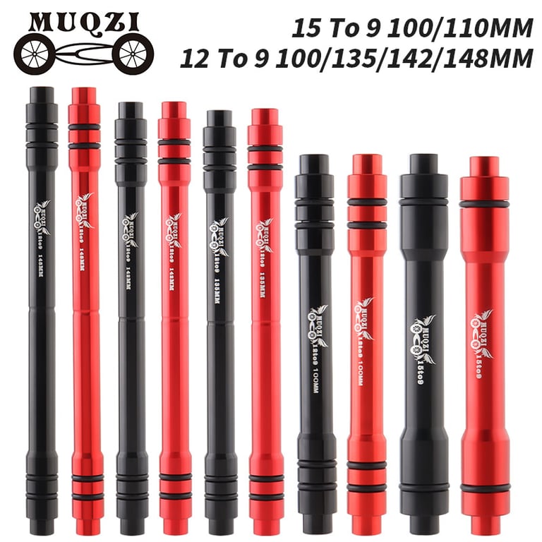 MUQZI Thru Axle Adapter 12mm to 9mm Conversion Kit for MTB and Road Bikes - Durable Construction, Easy Installation, Wide Compatibility, Smooth Performance - Convenient Solution for Quick Release Conversion and Versatile Axle Sizes (110mm, 135mm, 142mm, 148mm)
