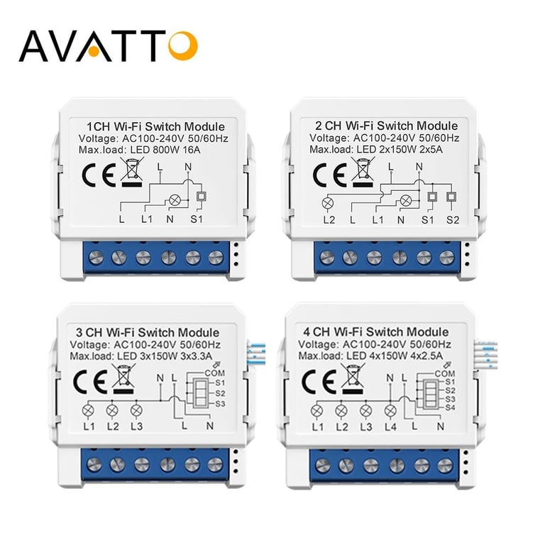 AVATTO Tuya WiFi Smart Switch with Smart Home Integration for Alexa, Google Home, Alice - 2-Way Control, DIY Installation, Reliable Performance - 1/2/3/4 Gang Options for Custom Lighting Scenes and Automation in Your Home