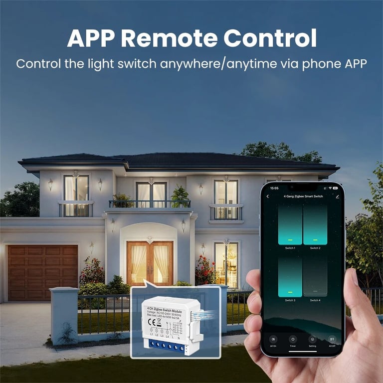 AVATTO Tuya WiFi Smart Switch with Smart Home Integration for Alexa, Google Home, Alice - 2-Way Control, DIY Installation, Reliable Performance - 1/2/3/4 Gang Options for Custom Lighting Scenes and Automation in Your Home