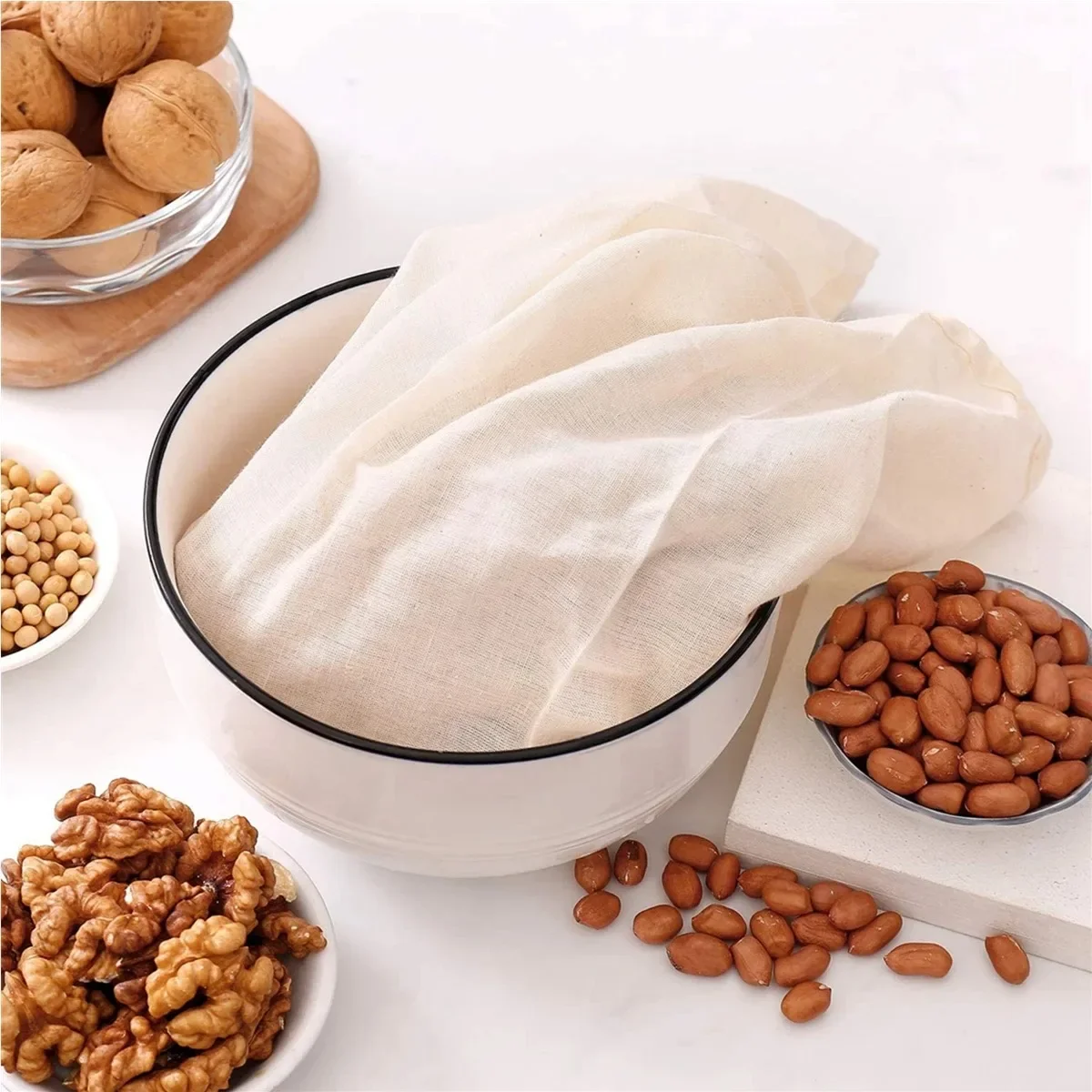 Premium Cotton Gauze Kitchen Filter Cloths for Tofu, Cheese, Butter, and Milk - Versatile Multi-Purpose Straining Tool for Coffee, Nut Milk, and Liquids - Easy to Clean and Maintain - Compact and Portable Design for Home and Outdoor Use - Enhance Your Culinary Skills with Fine Mesh Filtering