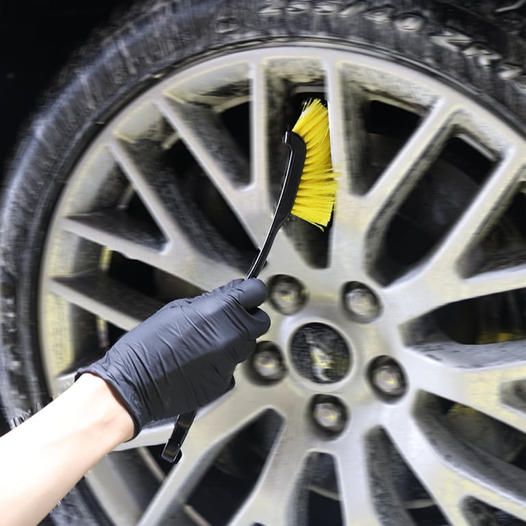 Premium Car Tire Wheel Rim Cleaning Brush Detailing Kit with Towels - Durable Universal Set for Efficient Cleaning, Ergonomic Design, Complete Solution for Cars, Trucks, SUVs, Motorcycles - Removes Dirt, Grime, Brake Dust - Long-Lasting and Versatile Automotive Accessory