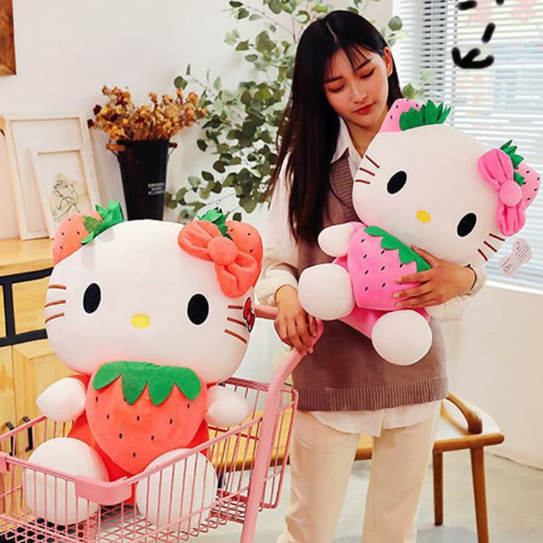 Adorable Strawberry KT Cat Hello Kitty Plush Stuffed Toy - Perfect for Children's Gifts and Home Decorations - Soft and Huggable Material - High-Quality Construction - Multi-Purpose Usage as Pillow or Decorative Accent - Ideal Gift for Hello Kitty Fans - Collectible Item from Sanrio