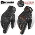 CE Approved Retro Perforated Leather Motorcycle Gloves | Full Finger Design for Men and Women | Breathable Unisex Guantes Moto for Motocross Enthusiasts | High Safety Standards and Classic Styling