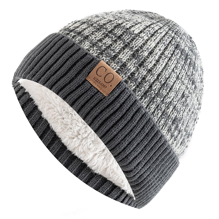 Luxurious Two-Tone Fur-Lined Unisex Winter Hats with High-Quality Knitted Construction - Stay Warm in Style with Trendy Beanie Caps for Men and Women - Casual and Versatile Cold Weather Accessories for Fashion-Forward Individuals