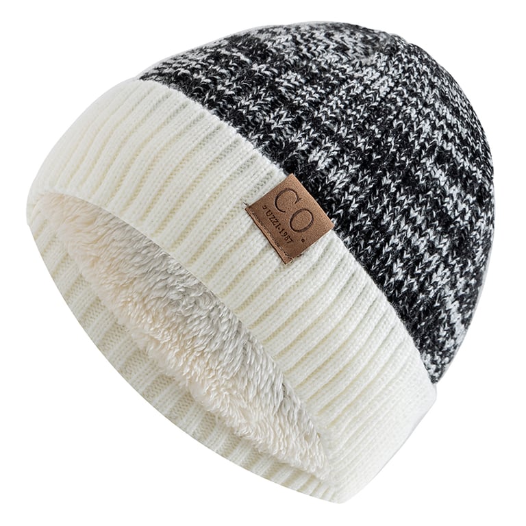 Luxurious Two-Tone Fur-Lined Unisex Winter Hats with High-Quality Knitted Construction - Stay Warm in Style with Trendy Beanie Caps for Men and Women - Casual and Versatile Cold Weather Accessories for Fashion-Forward Individuals