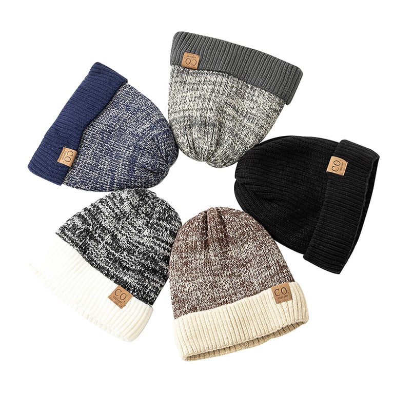 Luxurious Two-Tone Fur-Lined Unisex Winter Hats with High-Quality Knitted Construction - Stay Warm in Style with Trendy Beanie Caps for Men and Women - Casual and Versatile Cold Weather Accessories for Fashion-Forward Individuals