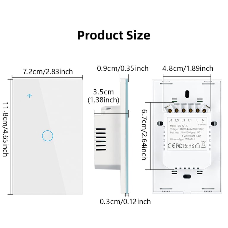 Tuya Smart Switches - WiFi Enabled Touch Switches for US Homes with Multiple Gang Options, Voice Control, and Energy Monitoring - Compatible with Alexa and Google Home for Remote Control and Customized Lighting Control