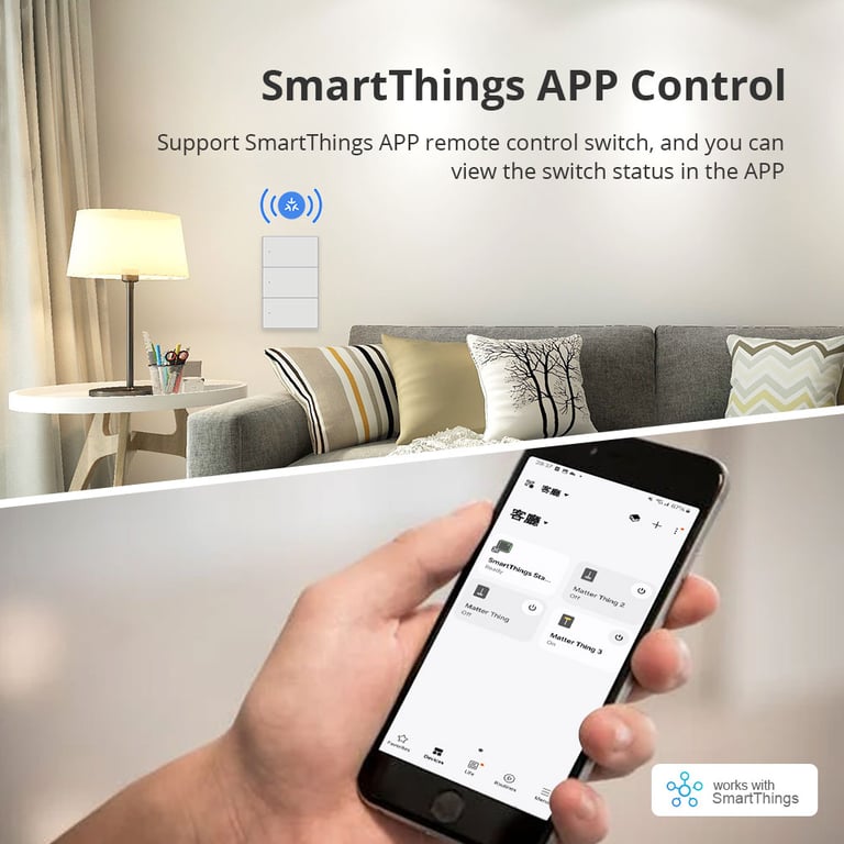 Zemismart Matter WiFi Smart Wall Light Switch - 6 Gangs Control, SmartThings & Homekit Compatible, Voice Control with Alexa & Google Assistant, Remote Access, Easy Installation, Energy Efficient, Schedule & Timer Functions