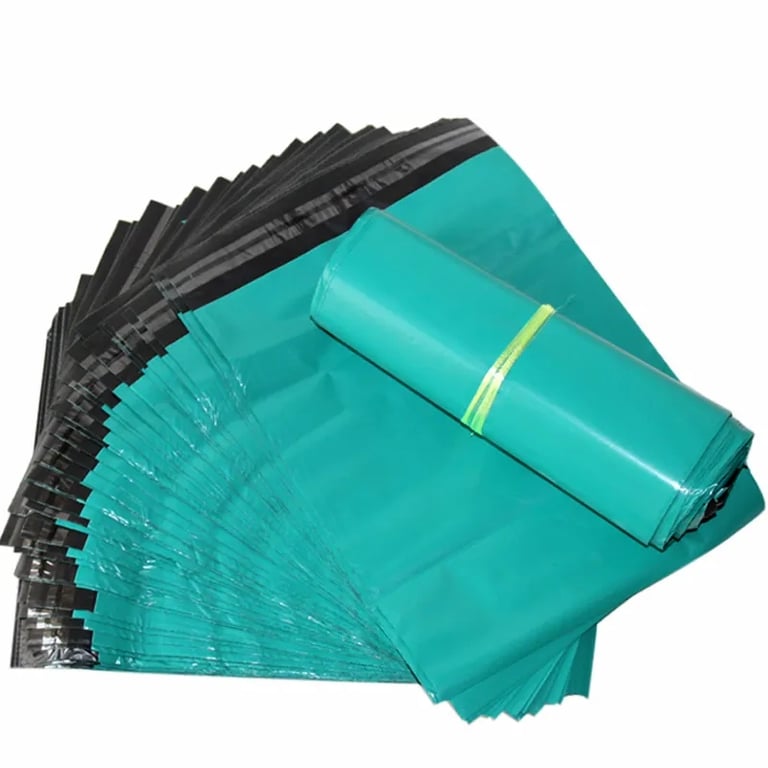 50pcs Waterproof Plastic Courier Bags with Self-Seal Envelope Design - Durable Express Packaging for Clothing, Accessories, and Documents - Thick Green Mailer Bags for Secure Transit and Versatile Use