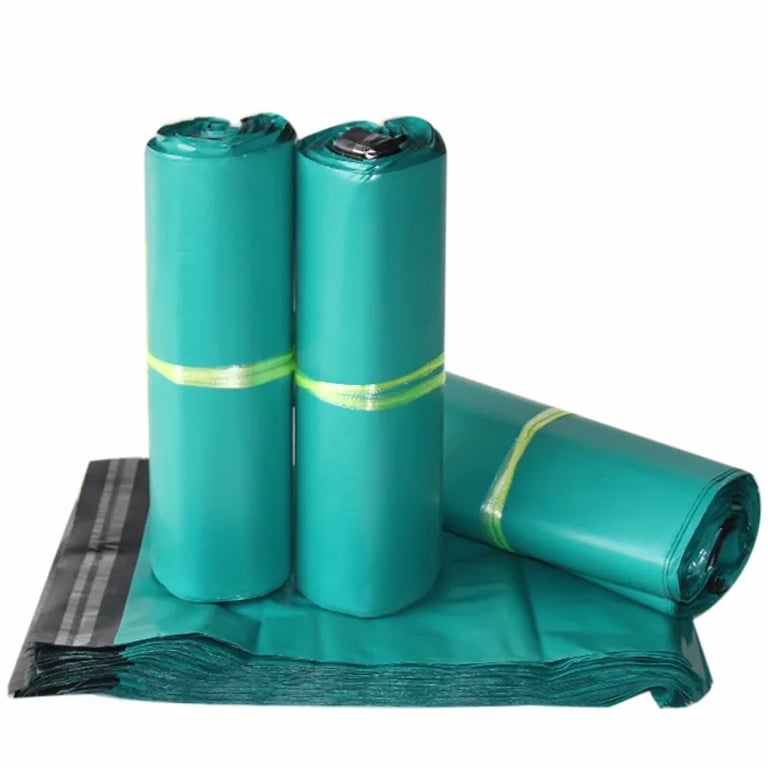 50pcs Waterproof Plastic Courier Bags with Self-Seal Envelope Design - Durable Express Packaging for Clothing, Accessories, and Documents - Thick Green Mailer Bags for Secure Transit and Versatile Use