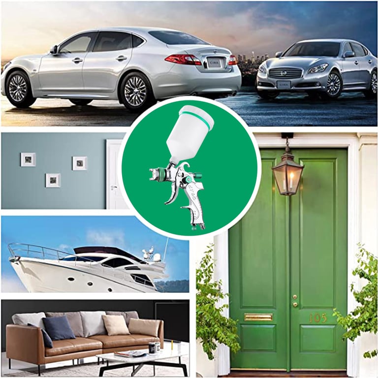 Professional HVLP Spray Gun Kit with Steel Nozzle (1.4/1.7/2.0/2.5mm) - Gravity Feed Design for Versatile Painting Applications - Adjustable Spray Pattern and Ergonomic Handle for Precise Control - Ideal for DIY, Automotive, Furniture Refinishing - High-Quality Construction for Long-Lasting Performance