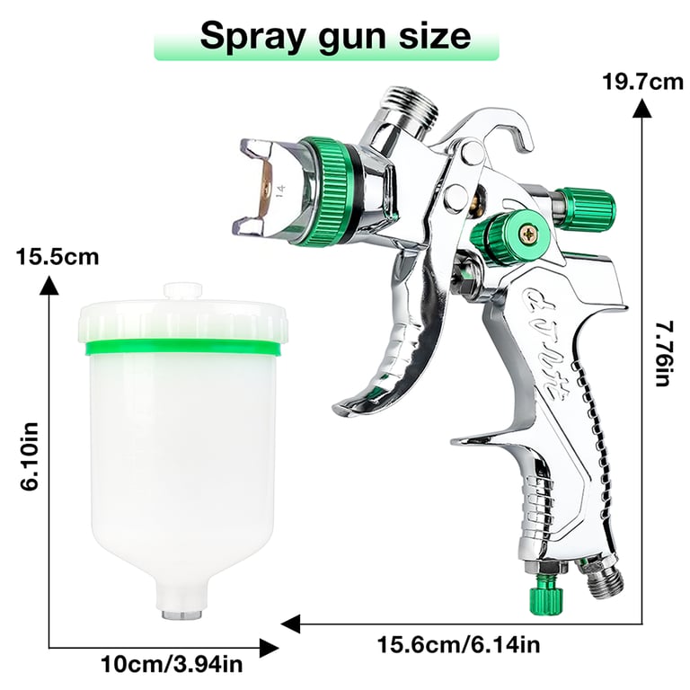 Professional HVLP Spray Gun Kit with Steel Nozzle (1.4/1.7/2.0/2.5mm) - Gravity Feed Design for Versatile Painting Applications - Adjustable Spray Pattern and Ergonomic Handle for Precise Control - Ideal for DIY, Automotive, Furniture Refinishing - High-Quality Construction for Long-Lasting Performance