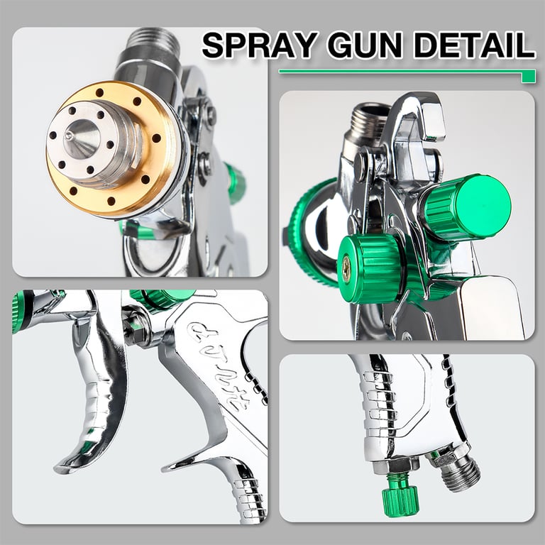 Professional HVLP Spray Gun Kit with Steel Nozzle (1.4/1.7/2.0/2.5mm) - Gravity Feed Design for Versatile Painting Applications - Adjustable Spray Pattern and Ergonomic Handle for Precise Control - Ideal for DIY, Automotive, Furniture Refinishing - High-Quality Construction for Long-Lasting Performance