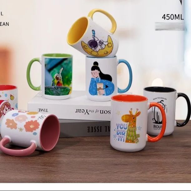 Personalized 450ML Ceramic Mug - Custom Print Picture, High-Quality Materials, Perfect Size, Cute Gift Idea - Ideal for Coffee, Tea, Milk - Durable and Versatile Drinkware for Everyday Use
