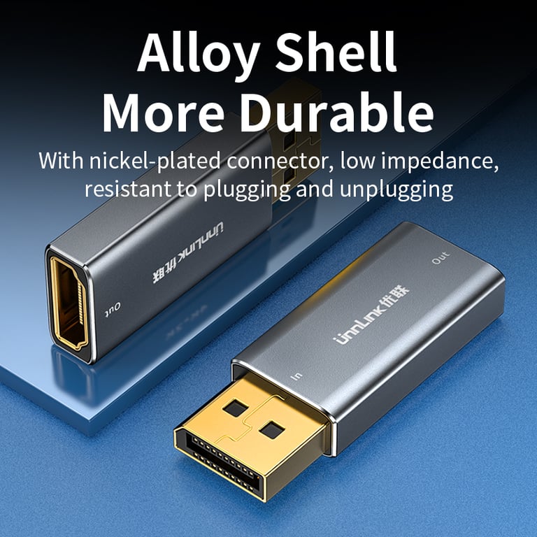 Unnlink 4K DisplayPort to HDMI Adapter - High-Quality Construction, 4K Ultra HD Support, Plug-and-Play Convenience, Wide Compatibility, Sleek and Compact Design for Graphics Cards, PCs, Laptops, HD TVs, Monitors, and Projectors