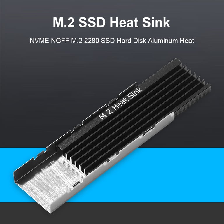 Aluminum M.2 2280 SSD Heat Sink with Radiator Design for NVME NGFF SSDs - Efficient Heat Dissipation, Universal Compatibility, Thermal Cooling Pad Included for Desktop PCs and PS5 Consoles