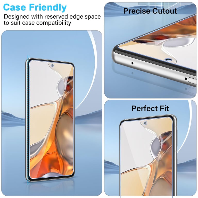 Xiaomi 11T Pro Tempered Glass Screen Protector with 9H Hardness, HD Clarity, Aluminum Frame, and Easy Installation Kit - High-Quality Protection Against Scratches, Drops, and Wear and Tear - Transparent Design for Original Display Quality and Aesthetic Appeal