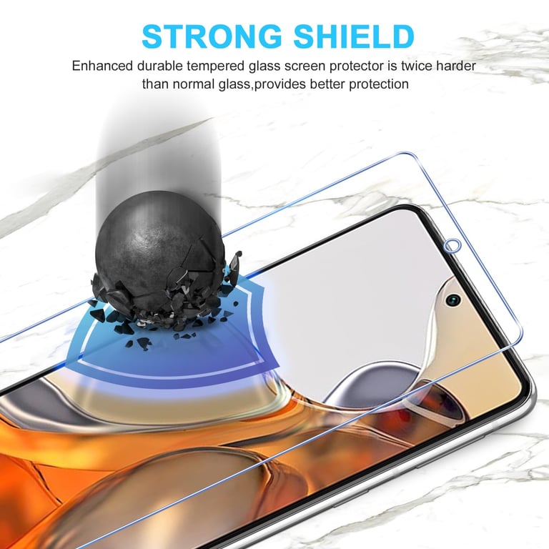Xiaomi 11T Pro Tempered Glass Screen Protector with 9H Hardness, HD Clarity, Aluminum Frame, and Easy Installation Kit - High-Quality Protection Against Scratches, Drops, and Wear and Tear - Transparent Design for Original Display Quality and Aesthetic Appeal