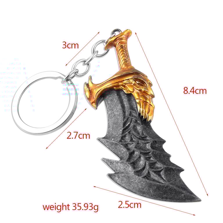 God of War 4 Kratos Sword Keychain Pendant Keyring - Premium Metal Replica for Men and Women - Versatile Decorative Accessory and Necklace Pendant - Great Gift Idea for Fans - Lightweight and Durable Design for Everyday Use